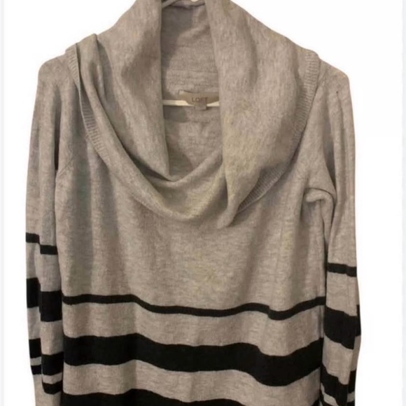 LOFT Off-Shoulder Sweater in Gray and Black - Picture 2 of 4